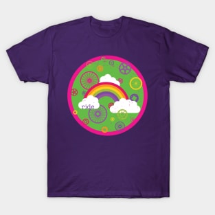 Super Bright Rainbow and Bicycle Parts T-Shirt